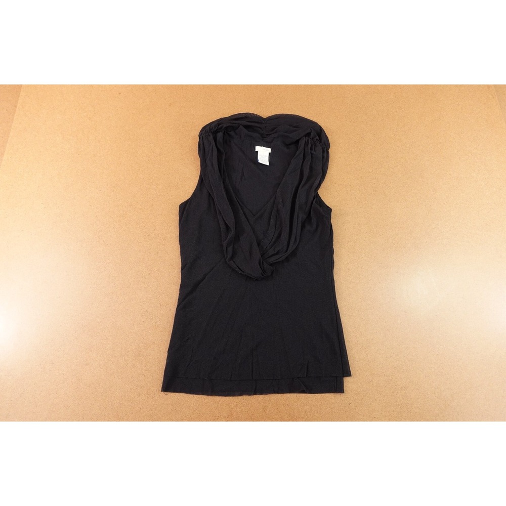 Odille Womens Size Small Navy Sheer Knit Sleeveless V Neck Pullover Top